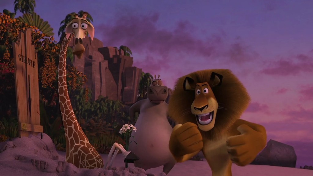 Alex, Melman e Gloria in una scena di Madagascar