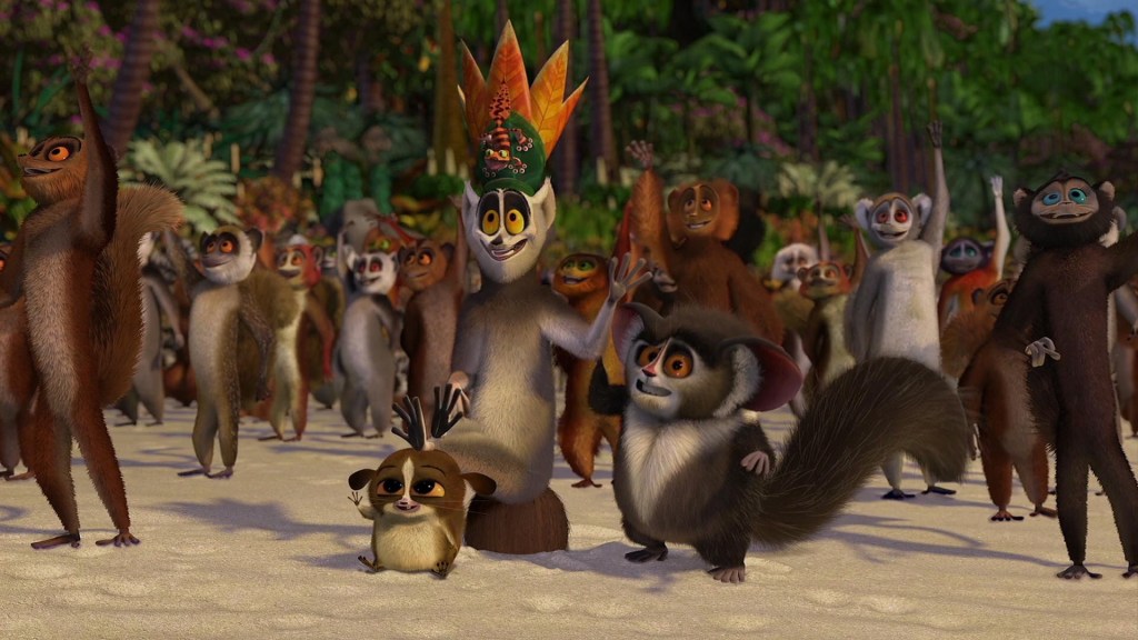 Re Julien e lemuri in una scena di Madagascar