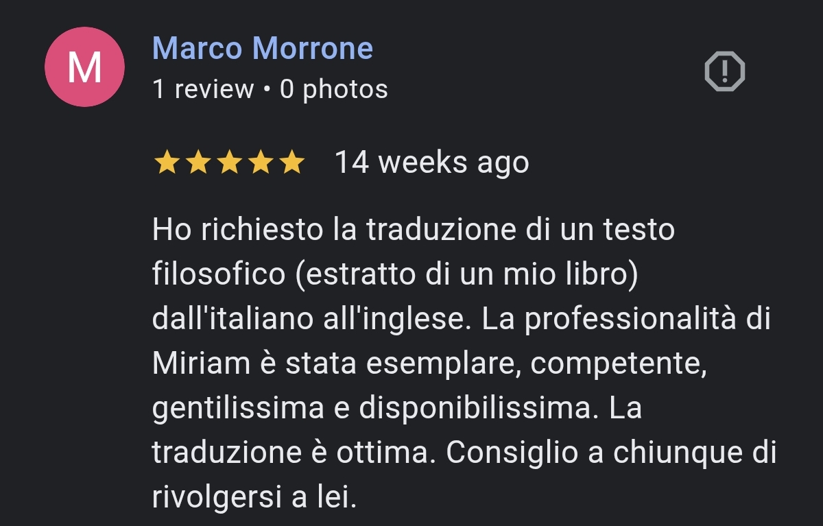 Feedback di Marco - Traduzione testo filosofico